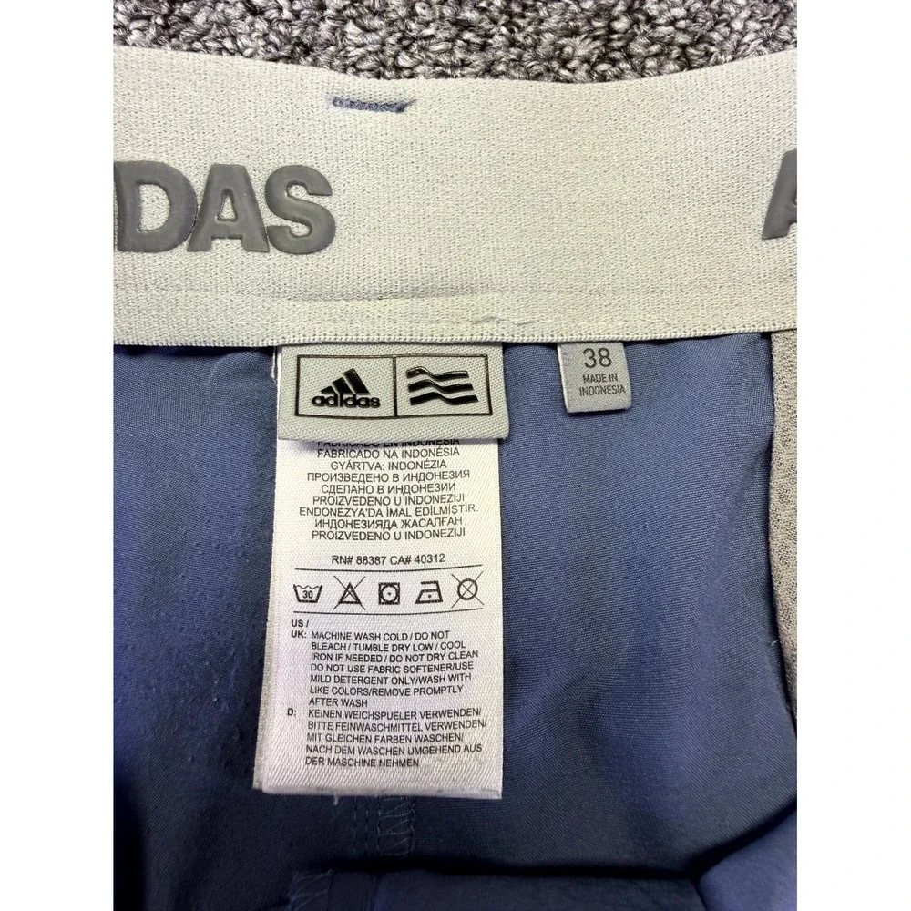 Adidas Chino Shorts Mens 38 Blue Geometric Polyester Performance Golf Pockets